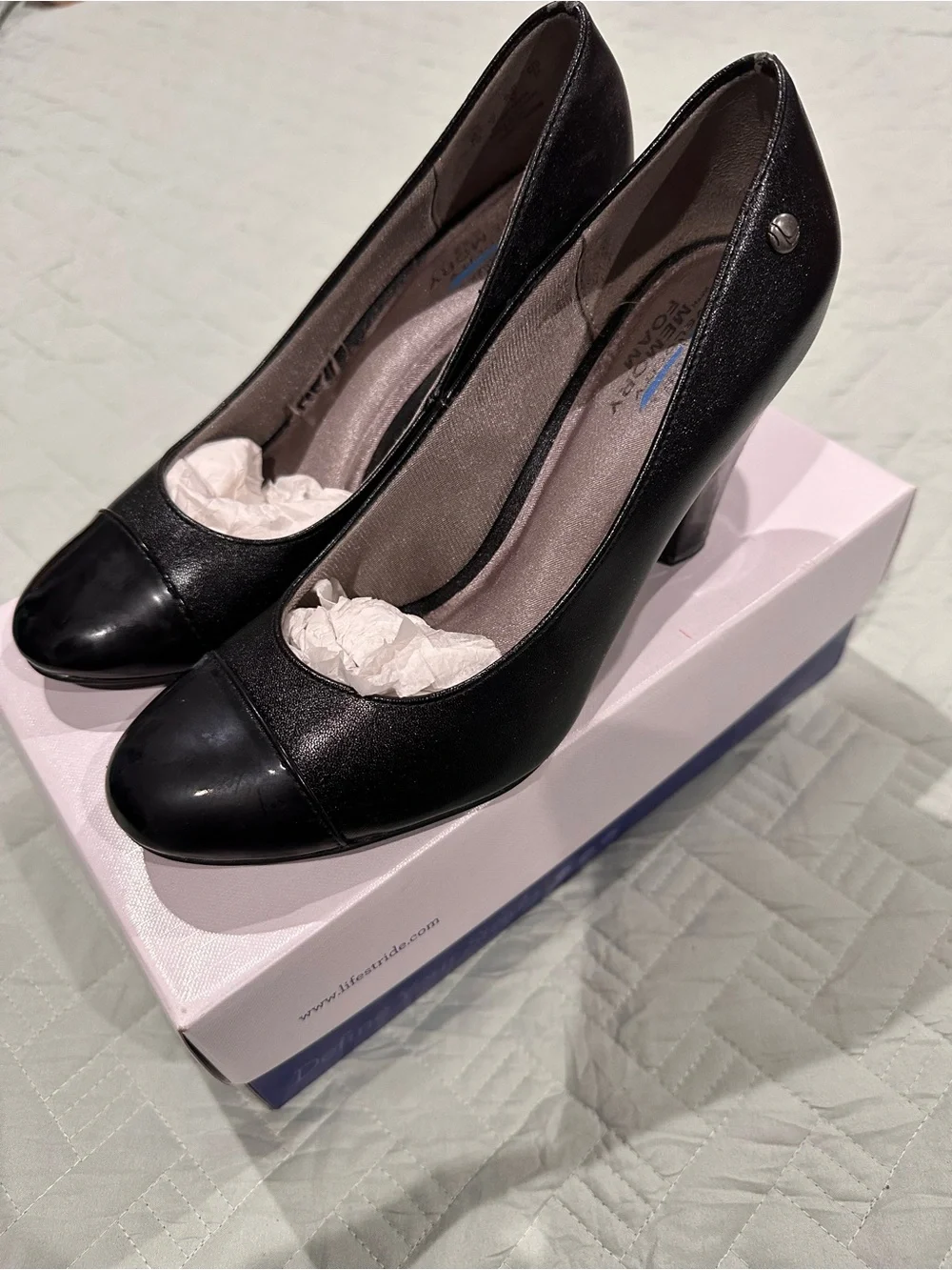 Life Stride Black Women's Dress Pumps - Classic Gloss Toe